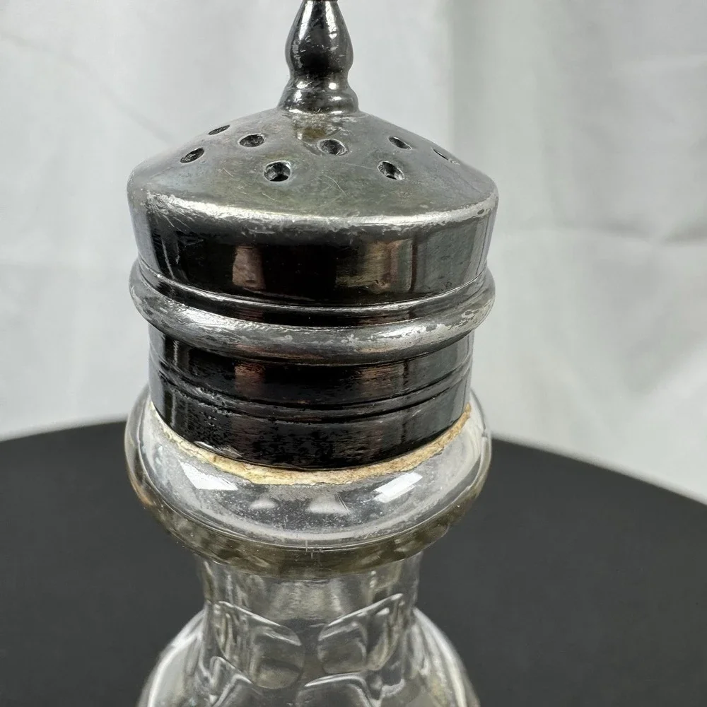 2 Vintage‎ Condiment Cruet Castor Set  Etched Glass